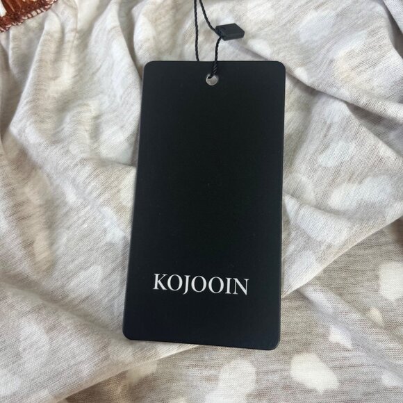 Kojooin Shirt Top Womens Size 2XL Brown White New Short Sleeves Summer - Picture 9 of 9